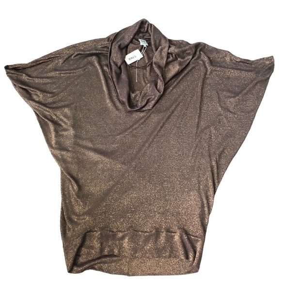 Halston Heritage Metallic Bronze Cowl Neck Dolman Sleeve Tunic Dress SZ S (4) - Picture 8 of 12